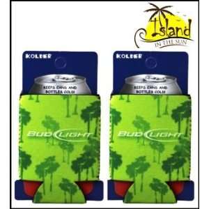  (2) Bud Light Tropical Green Beer Can Koozies Cooler 
