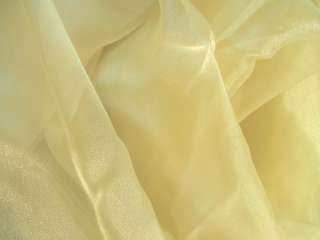 C84 Pale Gold Sparkle Organza Fabric Curtain by Yard  