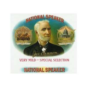 National Speaker Brand Cigar Box Label, Joe Cannon, Former Speaker of 