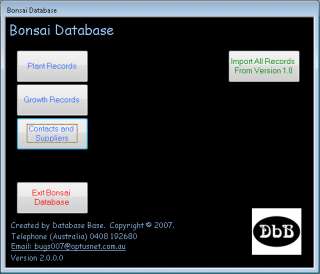 Bonsai Management Database Software CDROM  