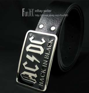 ACDC Back in Black Metal Buckle Genuine Leather Belt  