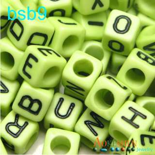 Mixed Plastic Acrylic Cube Alphabet black Letter Craft Beads 6x6mm bsb 