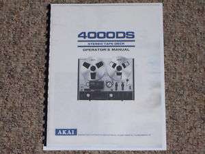 Akai 4000DS Reel to Reel Tape Deck Owners Manual  