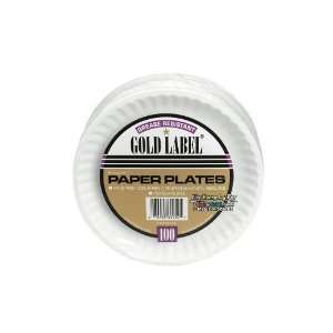  AJM Packaging CP9GOEWH 9 Gold Label Coated Paper Plate 