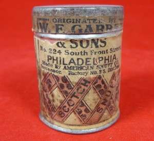 Antique 1916 Scotch Snuff Can Box W F Garrett & Sons Philadelphia PA 