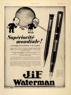   art 1931 french ad jif waterman fountain pen pencil vintage original