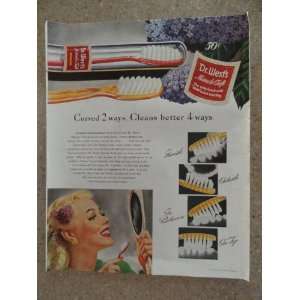 Dr. West tooth brush, 40s full page print ad. (woman/mirror) Original 