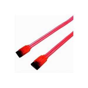  Cable, Serial ATA, UV Red, Straight Connector, 18 