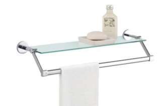 New Glass Bathroom Shelf w/ Chrome Towel Bar  