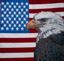 EAGLE & AMERICAN FLAG TAPESTRY PANEL UNFINISHED~  