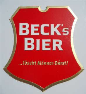 Becks Beer Sign Germany 1960s Cardboard Back Bar  