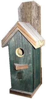 GREEN Rustic Bird/Wren House~Recycled Wood~~Hand Made~  