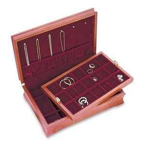  REED AND BARTON CHERRY WOOD/DIOR RED EARRING CHEST