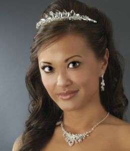 NWT Ice Crystal Wedding Tiara & Matching Bridal Jewelry Set  