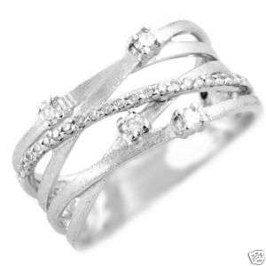 UNIQUE DIAMOND RIGHT HAND RING 14K BRUSHED WHITE GOLD  