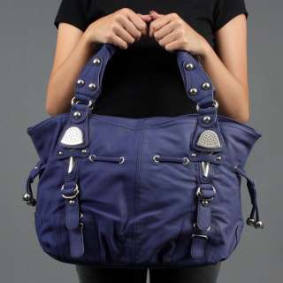 Purple Blue Drawstring Belt Women Business Shoulder Bag  