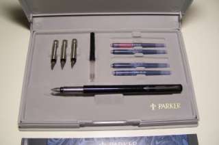 Parker Pens Calligraphy Set 4 Nibs 4 Colors Incl. Bottle Filler  