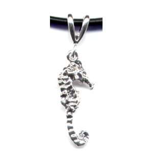    14 Seahorse Black Necklace Sterling Silver Jewelry