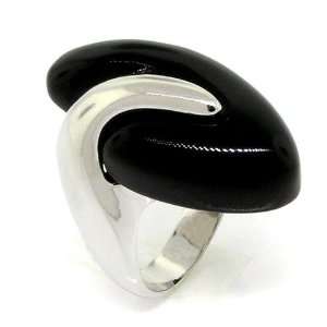  Large Marquise Cocktail Ring w/Black Onyx, 8: Alljoy 