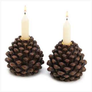 HOME FALL DECOR PINE CONE SHAPE TAPER CANDLE HOLDER  