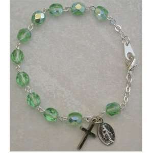   Stretch Rosary Bracelet Birthstone Peridot August. 