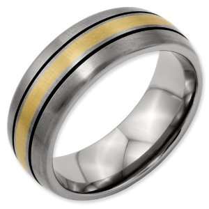    Titanium 14k Gold Inlay 8mm Brushed and Antiqued Band ring Jewelry