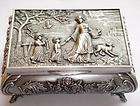 Beautiful tibet silver carved Kids &Mother jewelry box 