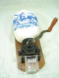Vintage antique porcelain wall coffee mount coffee grinder mill  