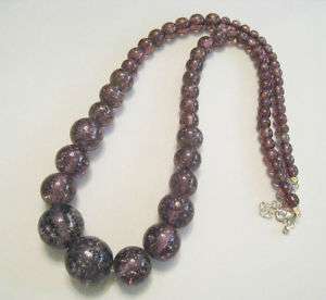 Vintage Style Purple Confetti Lucite Bead Necklace  