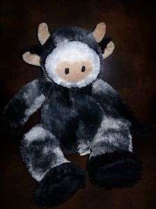 KELLYTOY plush stuffed COW black white lovey toy kelly  