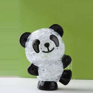 3D Cute Chinese Panda Crystal Puzzle White and Black  