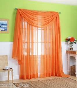 Solid Orange Voile Sheer Window Curtain/Drape/Panels/Treatment  