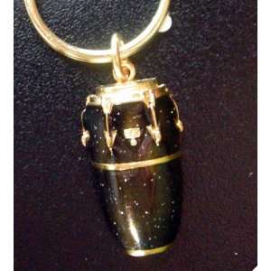  Conga Drum Key Chain   Black with Gold Trim Musical Instruments