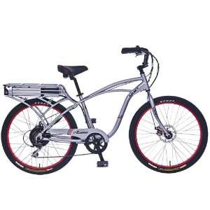 IZIP E3 Zuma   Mens Beach Cruiser Electric Bicycle   Silver:  