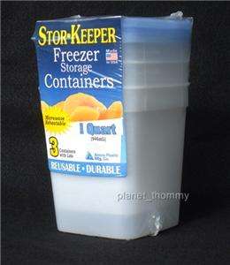   Food Storage Plastic Freezer Containers   3 Containers and Lids  