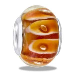  DaVinci Orange Petal Art Glass Bead Jewelry