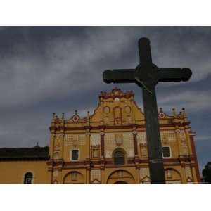 The Cross and Cathedral in San Cristobal de Las Casas, Mexico Premium 