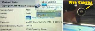 ASUS Eee PC 1005PEB Netbook Laptop N450 1Gb Ram 250Gb Hard Drive 