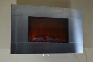 GV Stainless Panel Electric Fireplace Heater 1500W Heater Flame Effect 