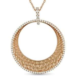  18k Pink Gold 1ct TDW Diamond Circle Necklace Jewelry