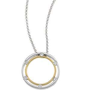  1/5 CT Diamond Circle Necklace/14kt two tone gold Jewelry