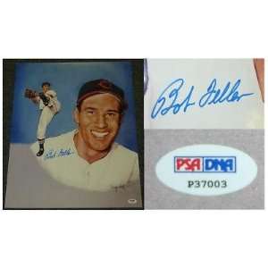 Bob Feller Autographed Picture   16x20 Art PSA COA   Autographed MLB 