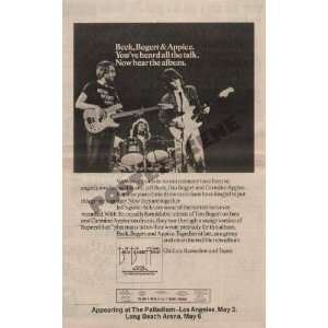  Beck Bogert Appice Newspaper LP Promo Ad Poster 1973