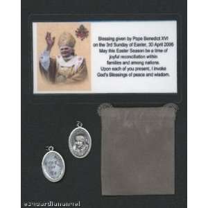 Mother Teresa Medal Pope Blessed with Holy Prayer Card and Velour Bag