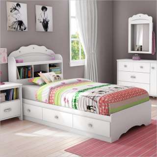 South Shore Sabrina Twin Bookcase Bed in Pure White [383174]