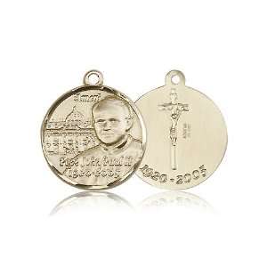  14kt Gold Pope John Paul II Medal 3/4 x 3/4 Inches 1003KT 