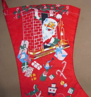 Unusual 1940s 50s Vintage Christmas Stocking Santa Toys Etc  