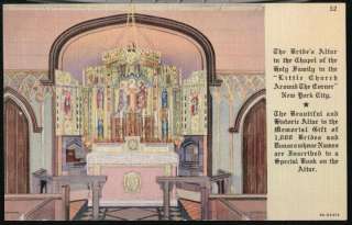   NY Little Church Around Corner Brides Altar Vtg PC Postcard  