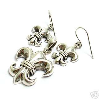 Sterling Silver Fleur De Lis Pendant Earrings Set JC054  