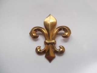   Jewelry  Huge Gold Tone Fleur De Lis Pin /Brooch  NR Lot  